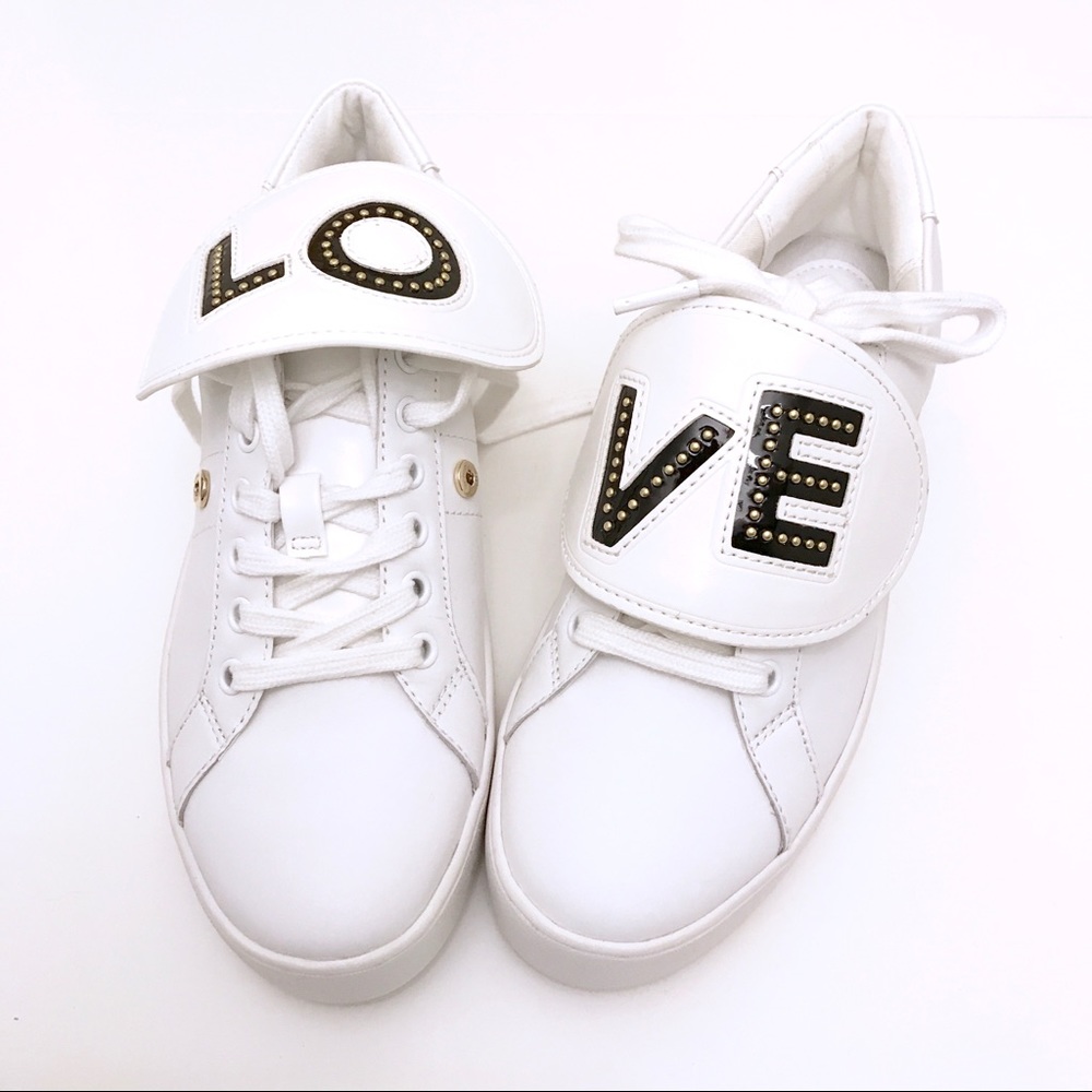 Micheal Kors Love White Leather Sneakers